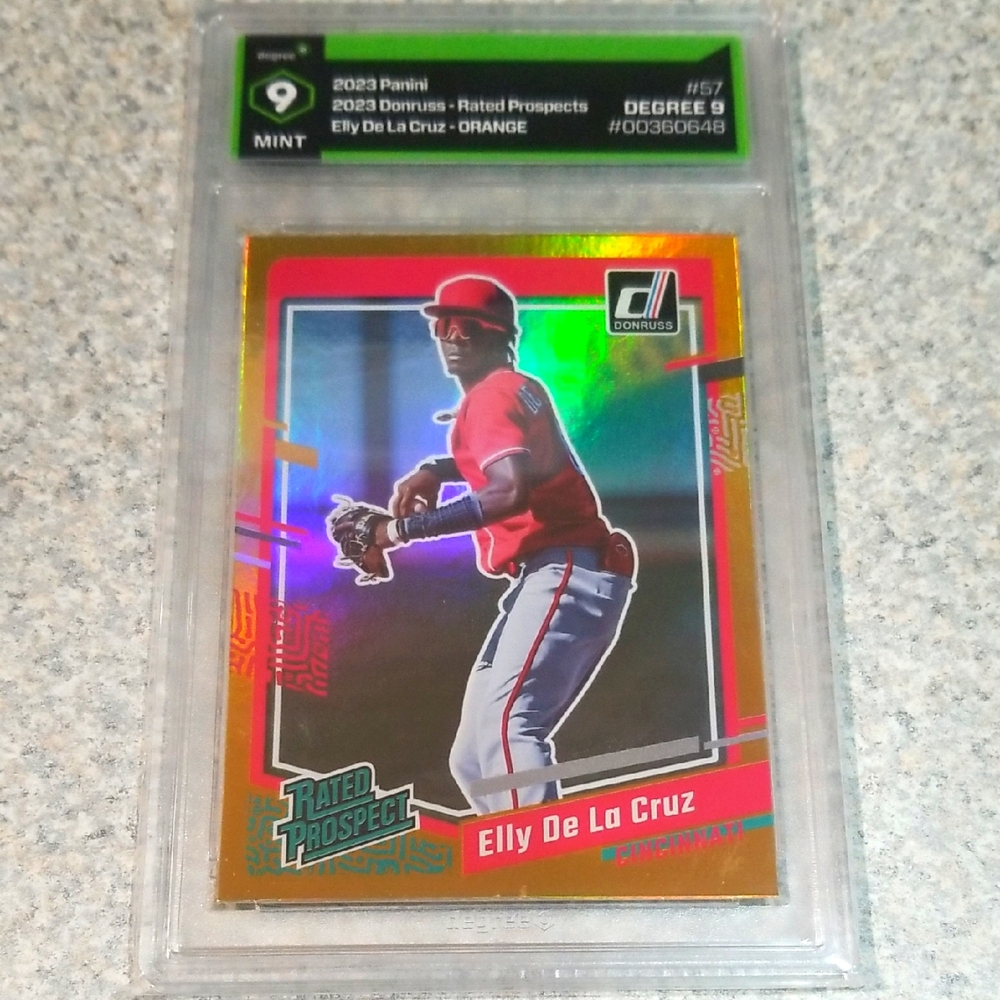 Panini Donruss Rated Prospects Orange Elly De La Cruz Graded 9.